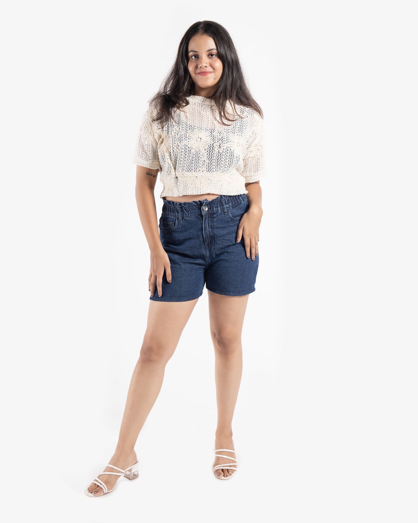 Crochet Embroidered zip top