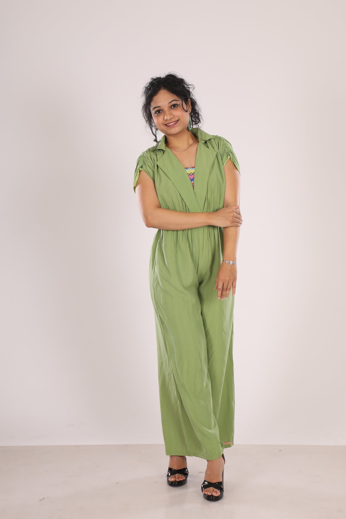 Green Jumpsuit with Multicolor Tube