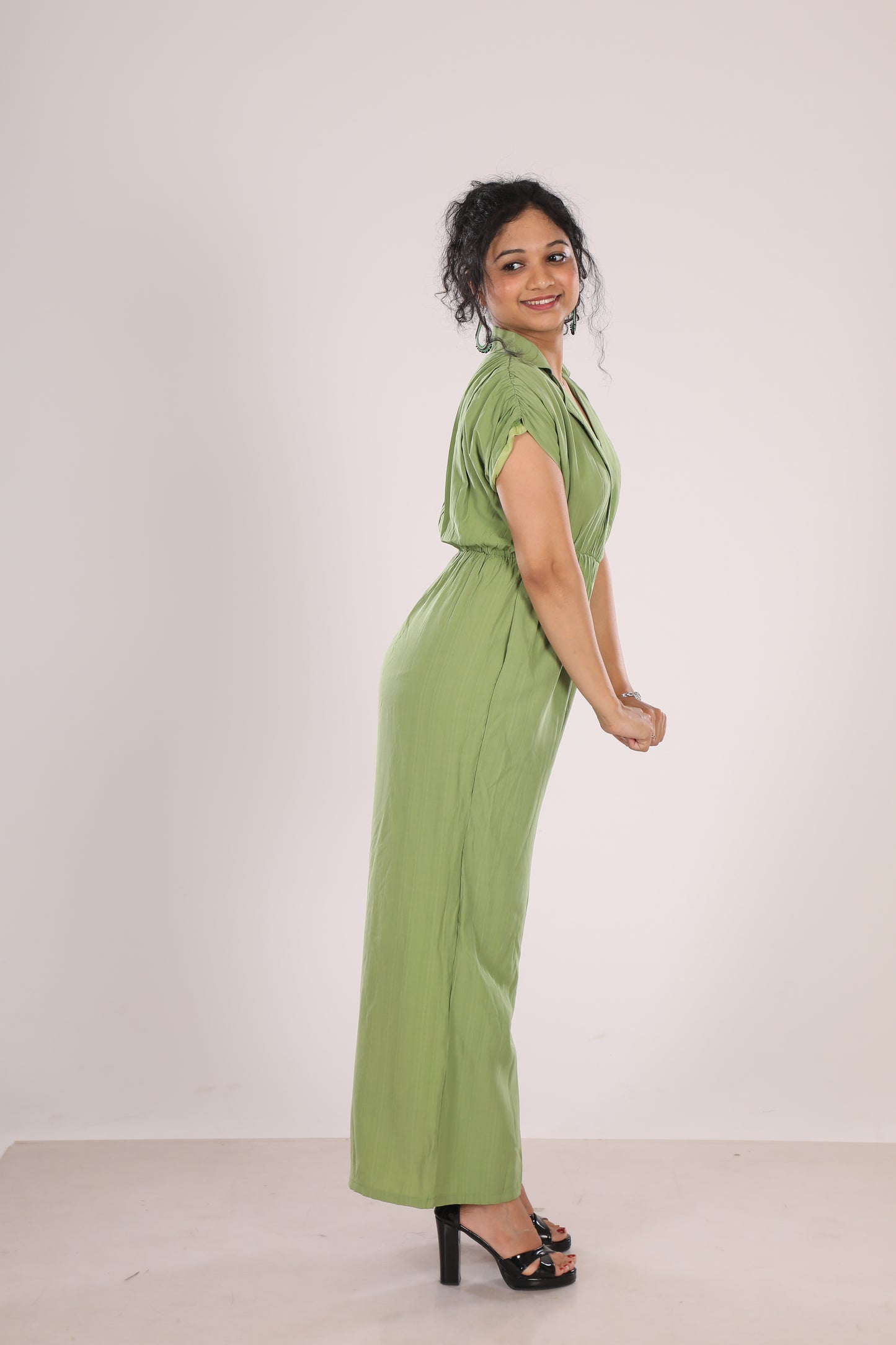 Green Jumpsuit with Multicolor Tube