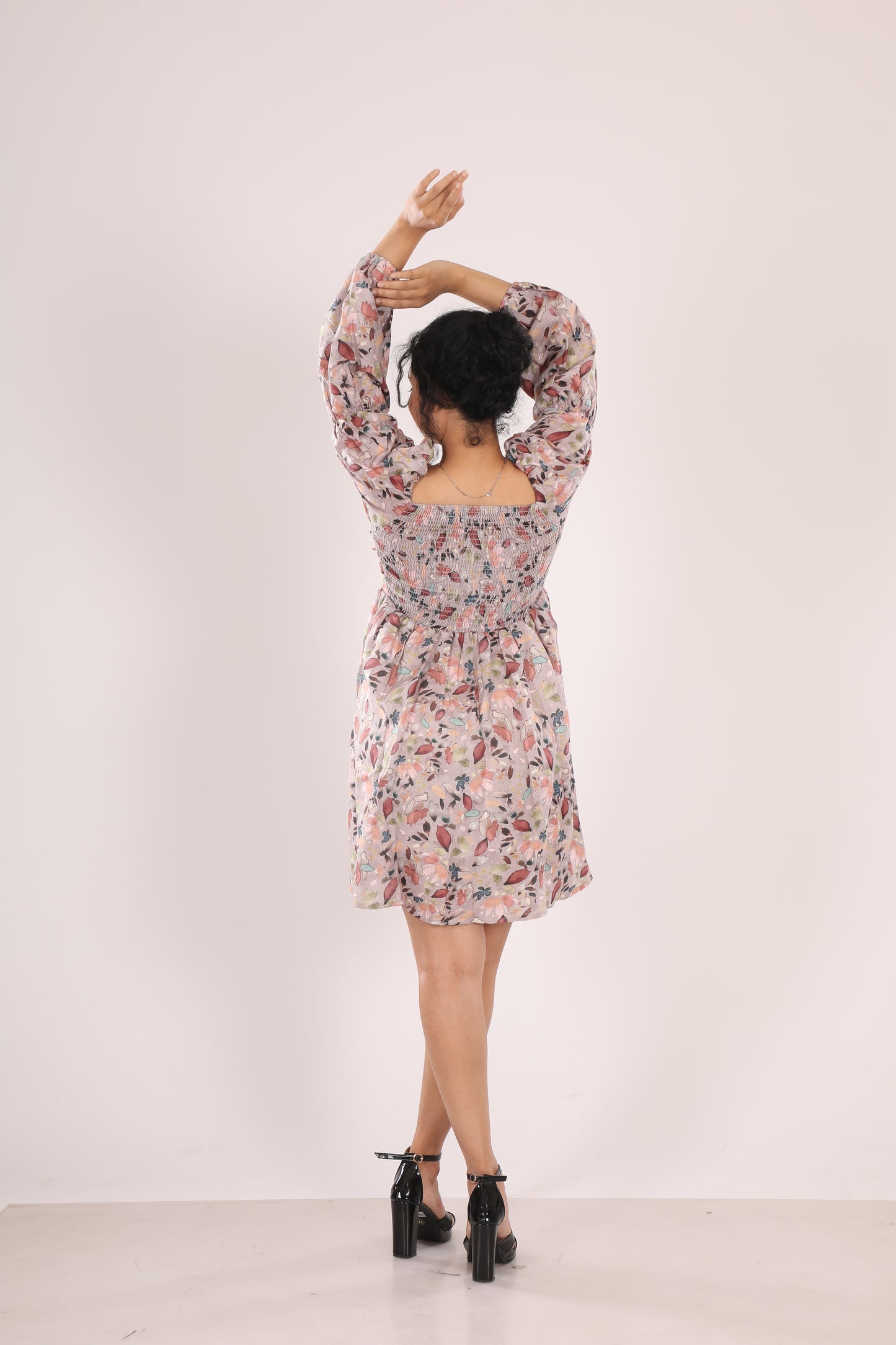 Boat Neck Floral Dress