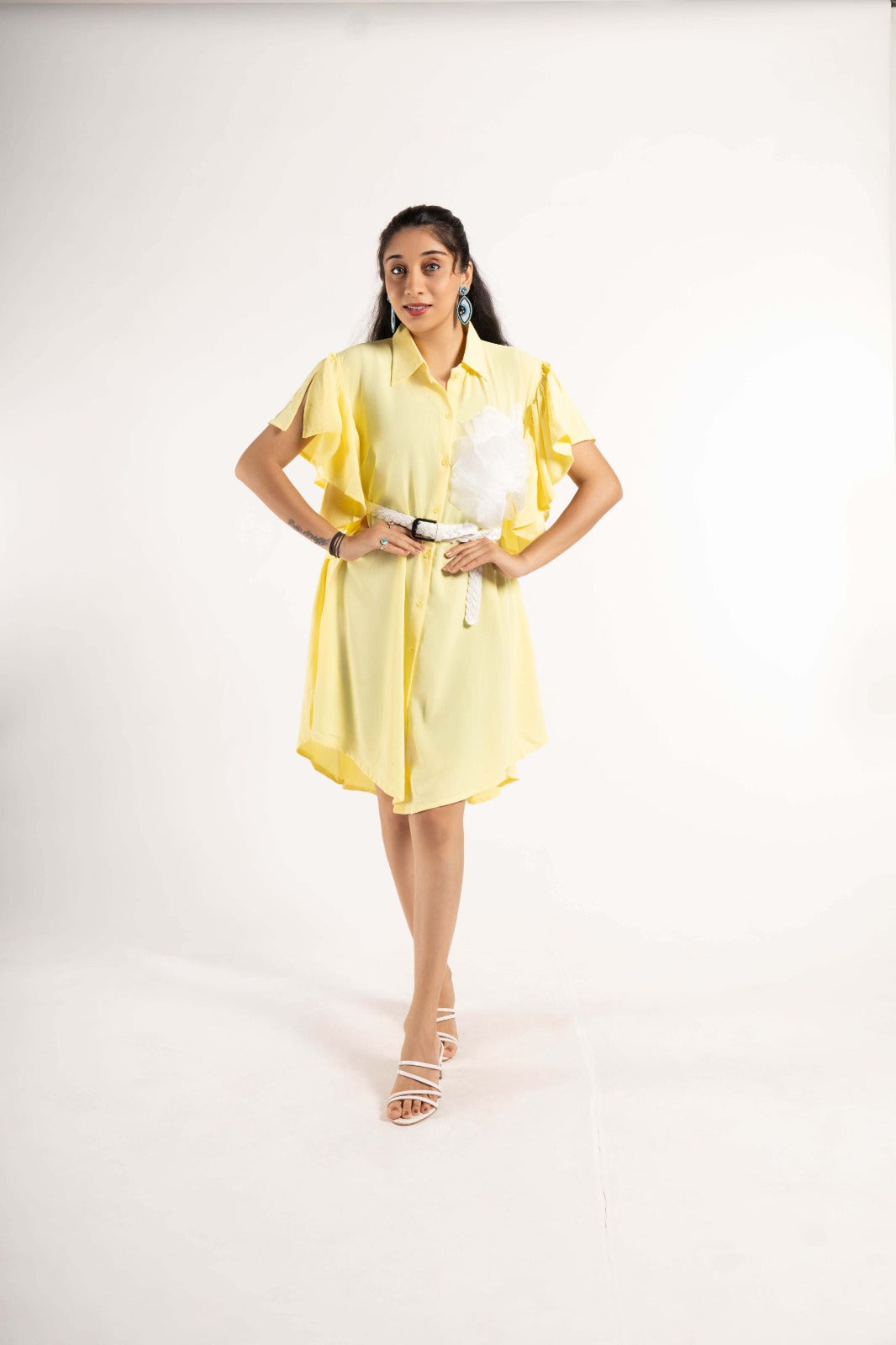 Georgette Shirt Dress with Belt