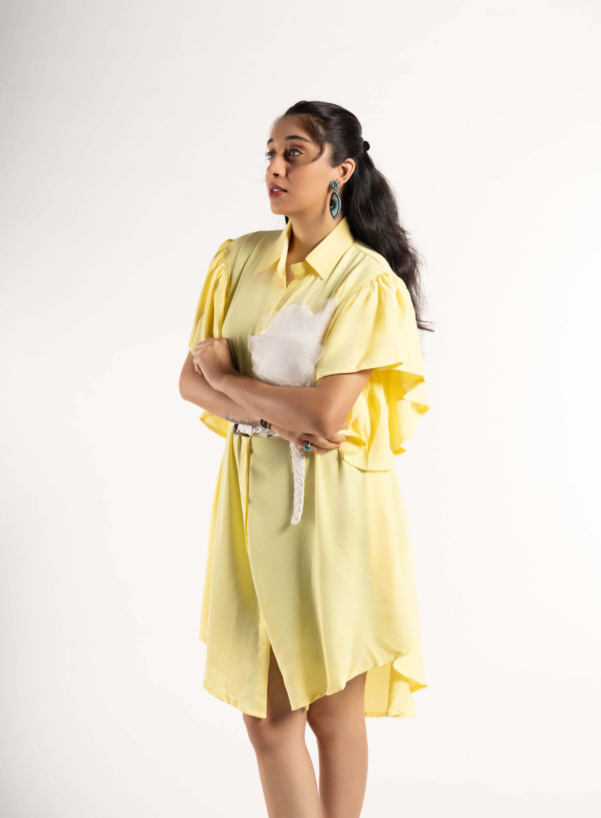 Georgette Shirt Dress with Belt