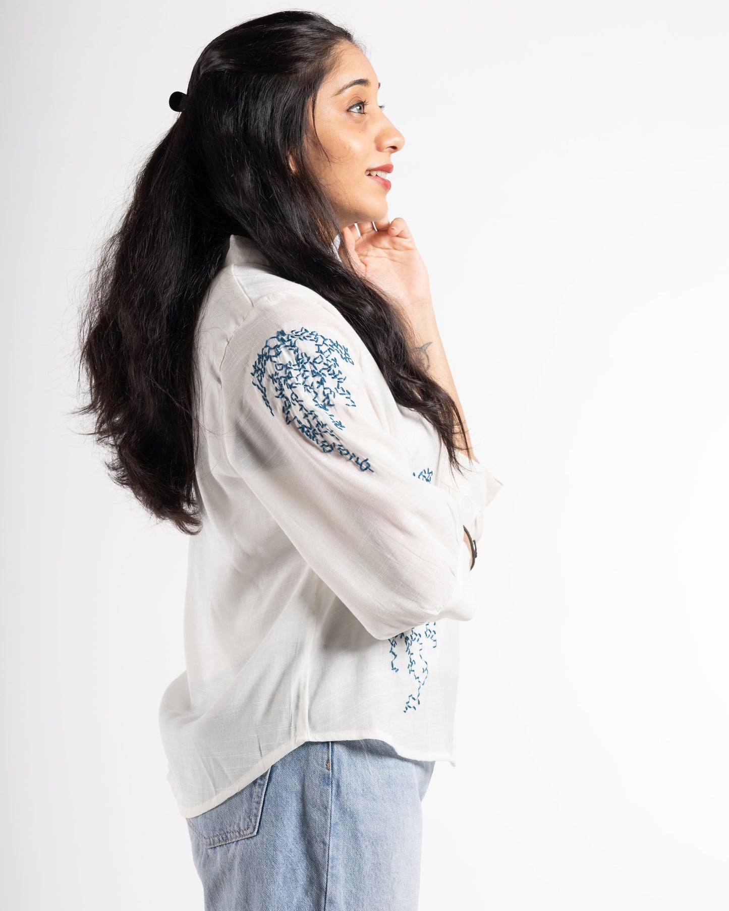 White Embroidered Kurta Top