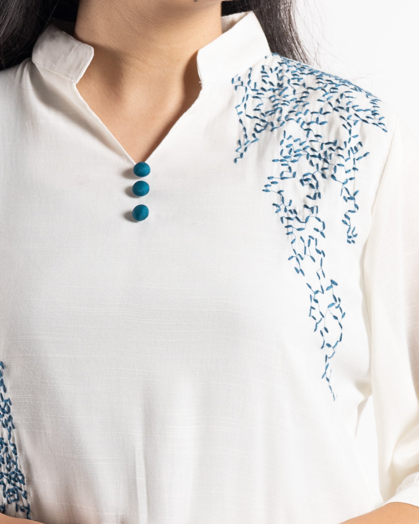 White Embroidered Kurta Top