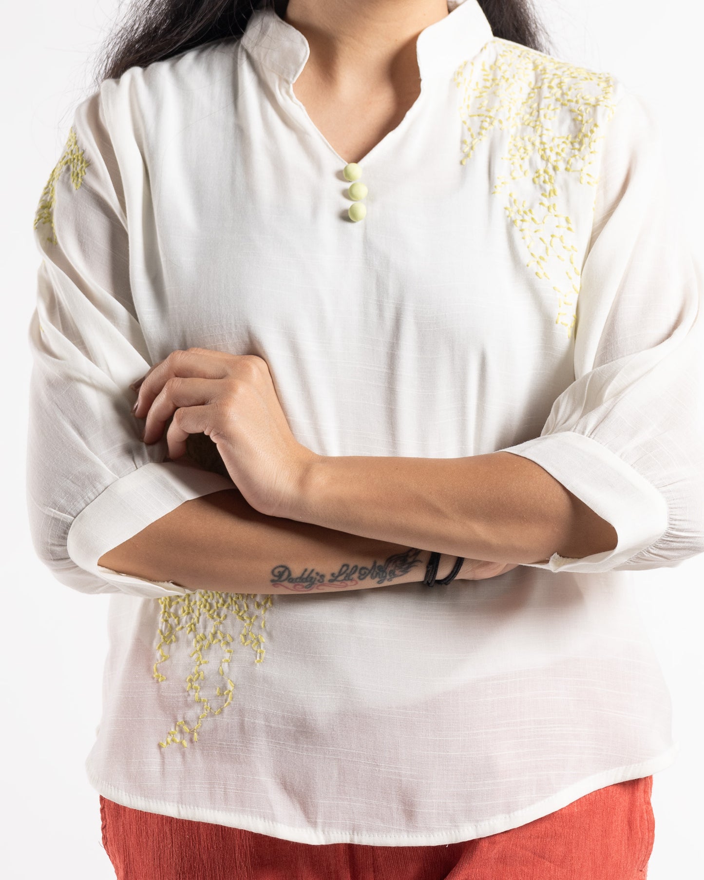 White Embroidered Kurta Top