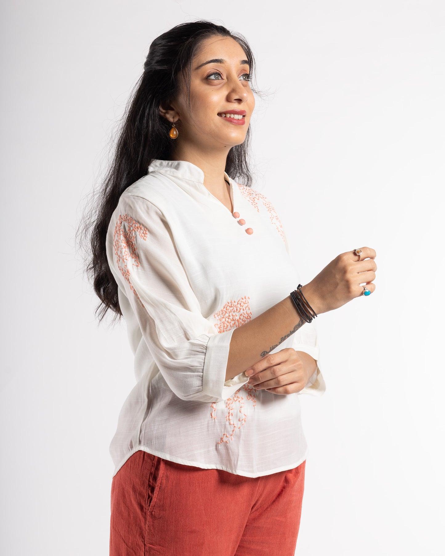 White Embroidered Kurta Top