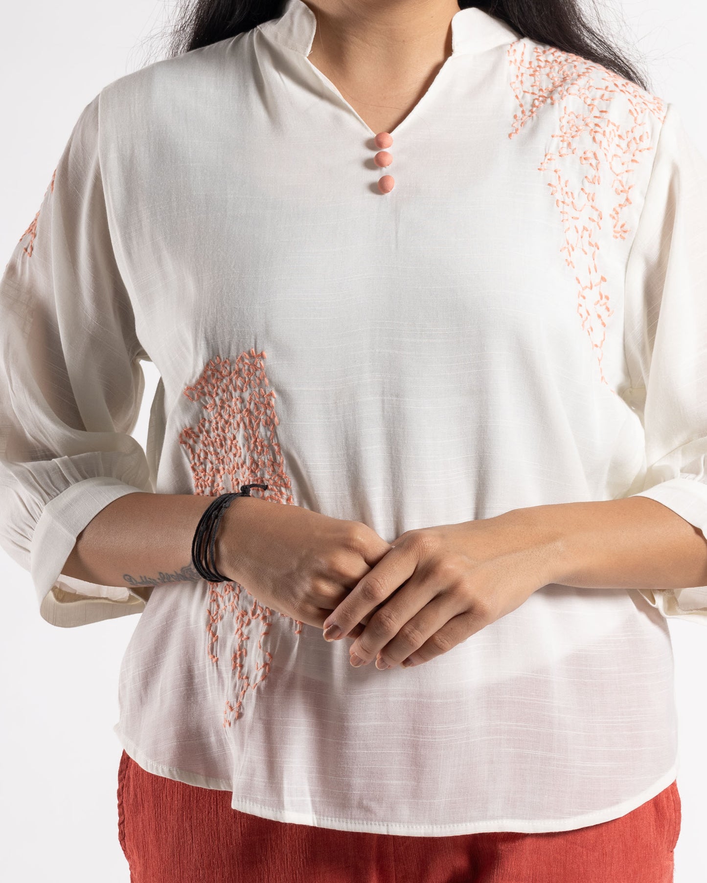 White Embroidered Kurta Top