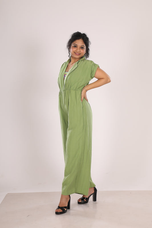 Green Jumpsuit with Multicolor Tube