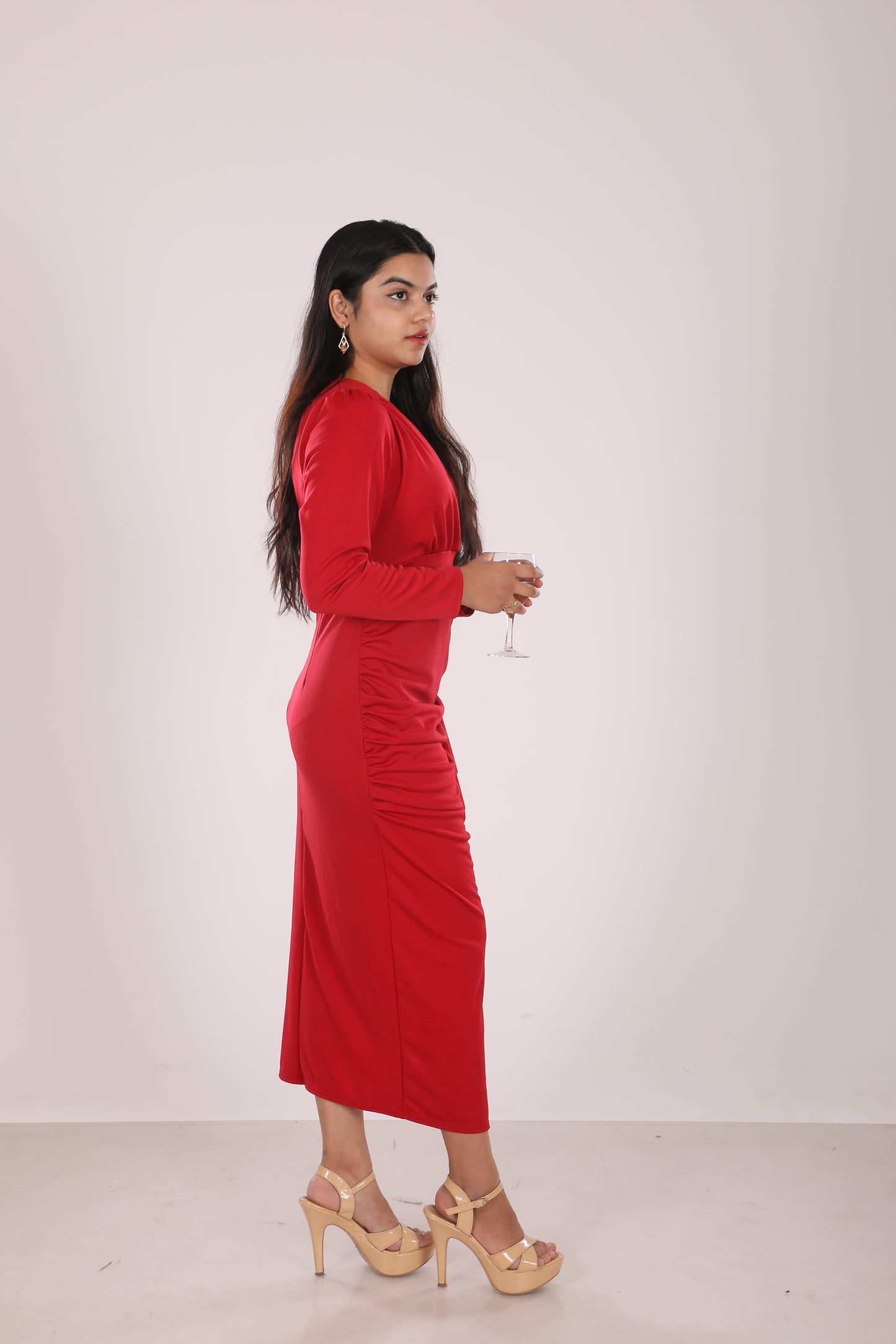 Red Ruffel Maxi Dress