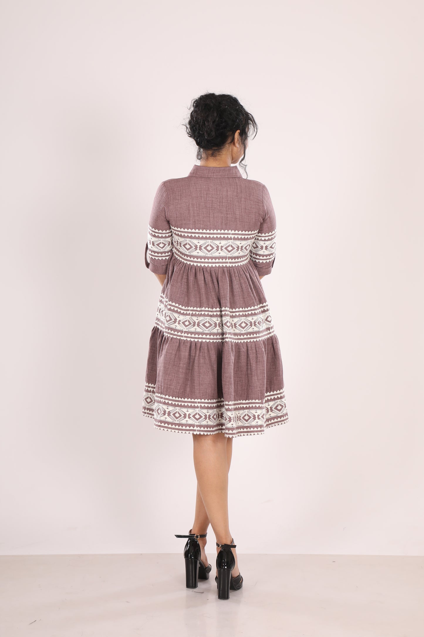 Rustic Wine Embroider Lace Dress