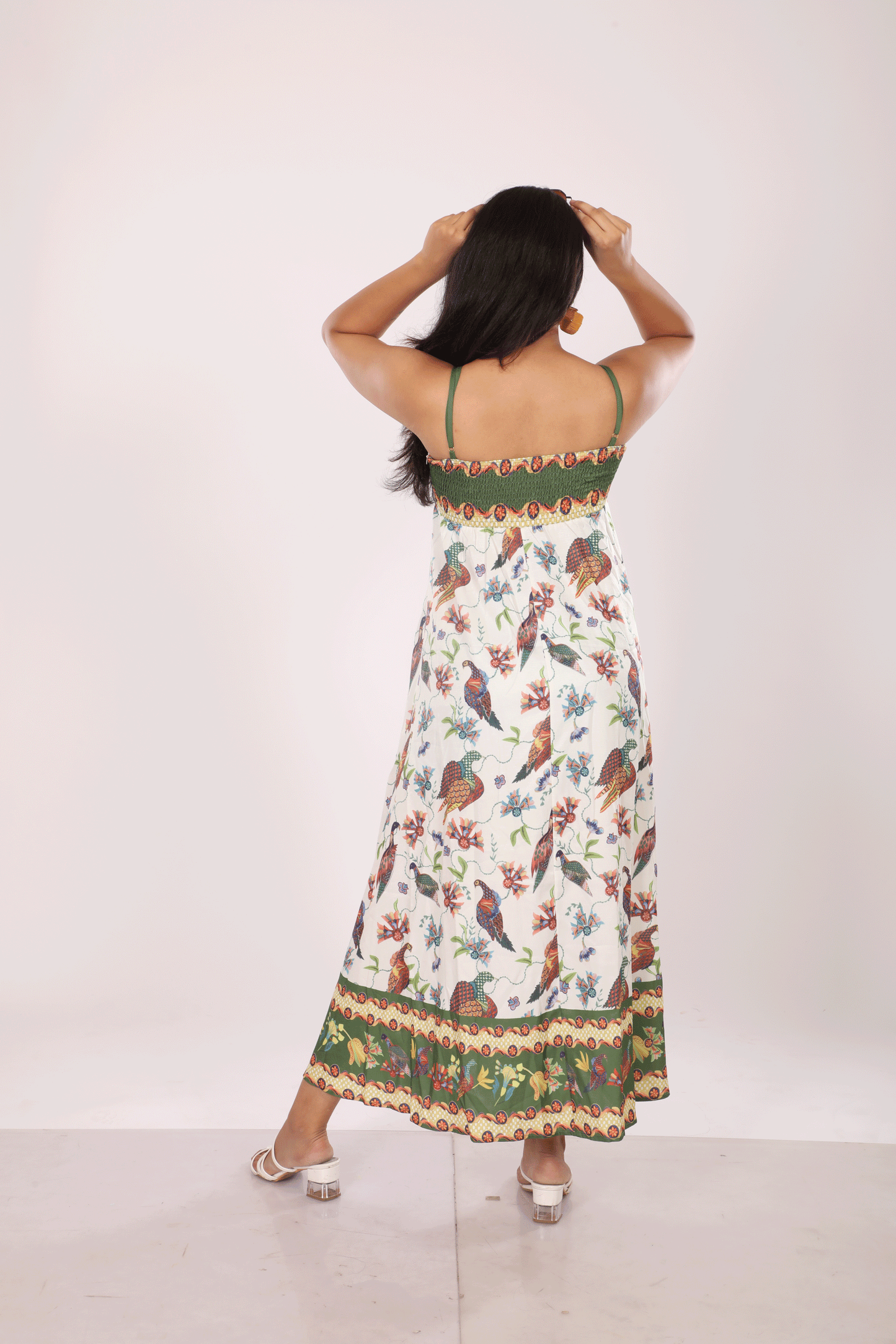 Printed Spaghetti Maxi Dress.