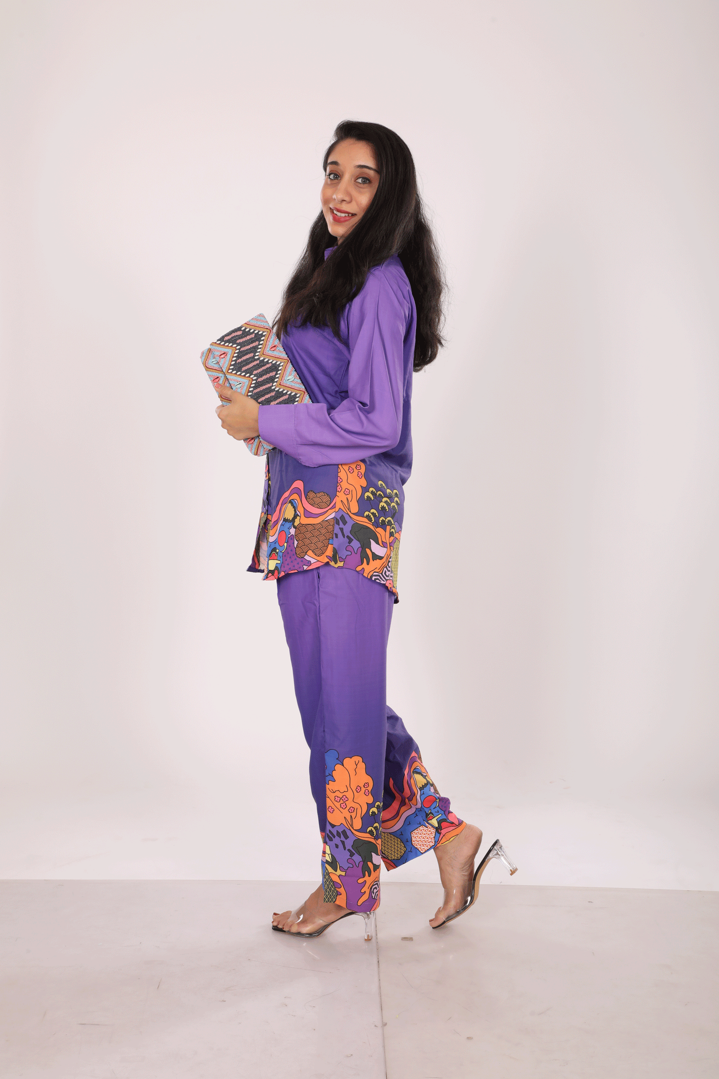 Purple 2 tone Printed Co-ord Set