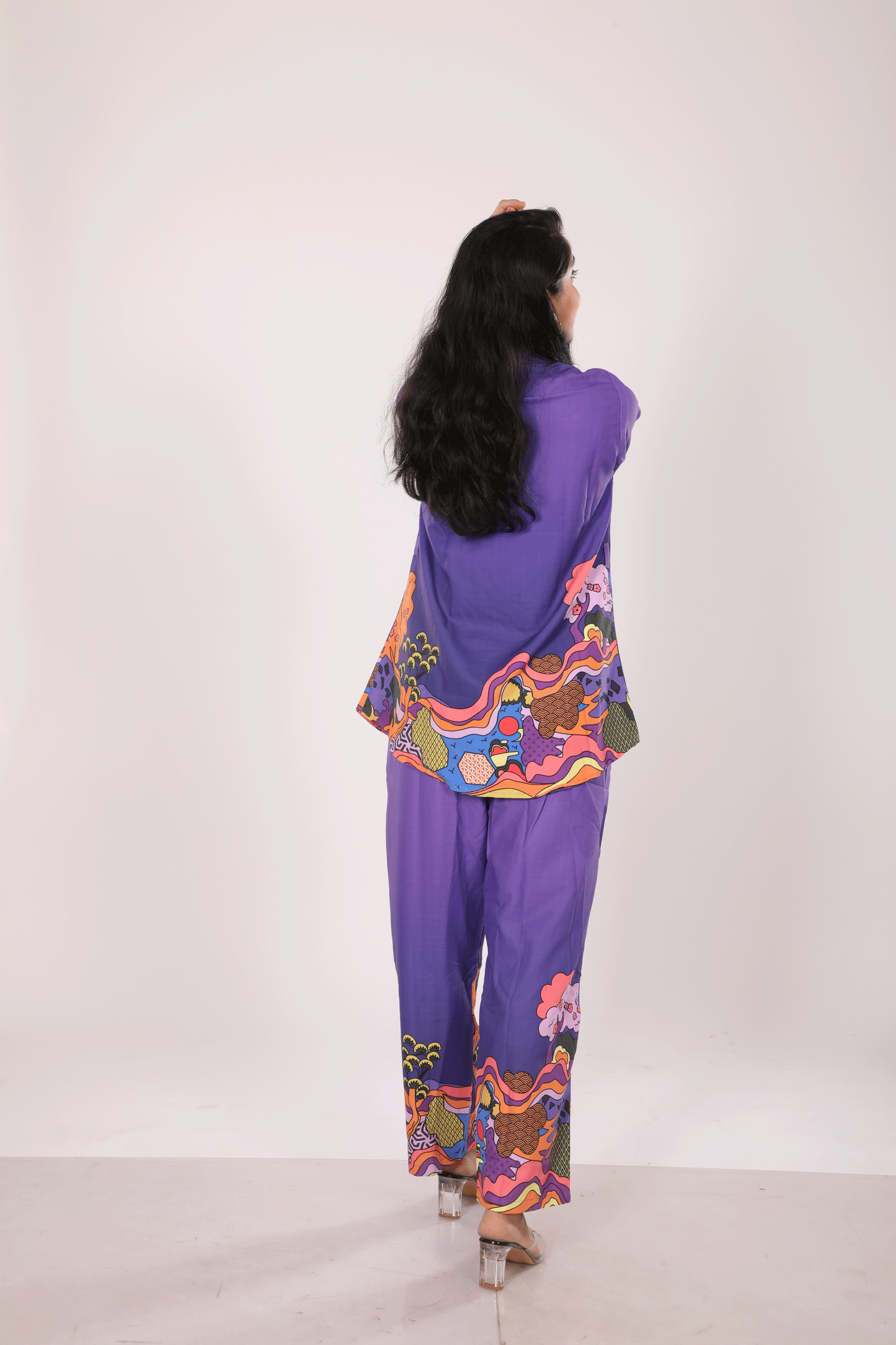 Purple 2 tone Printed Co-ord Set