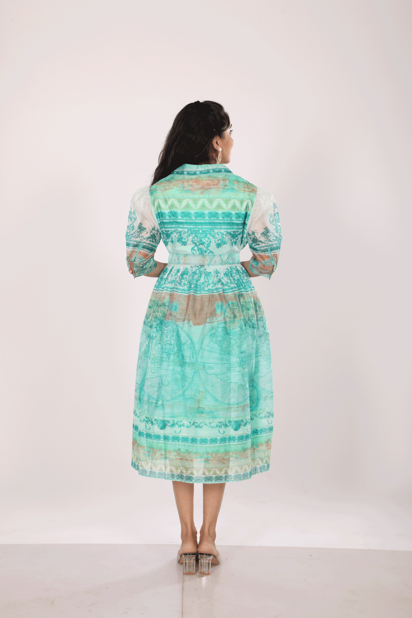 Turquoise dress with belt