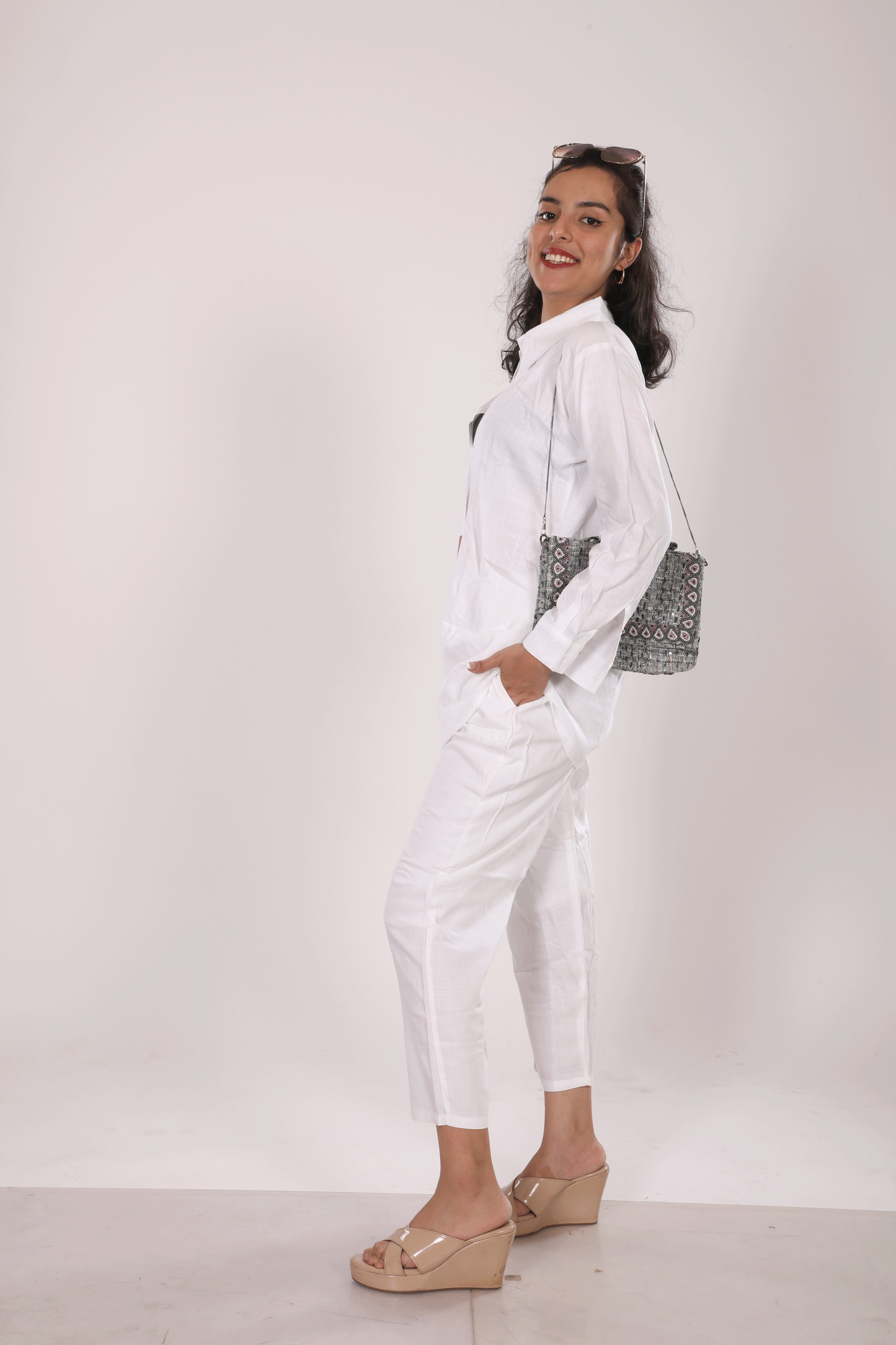 White Linen Shirt Co-ord Set