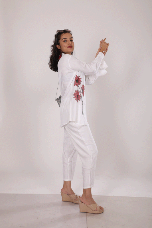 White Linen Shirt Co-ord Set