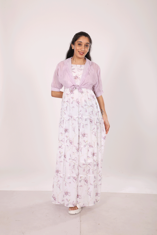 Floral Maxi Dress with Shrug