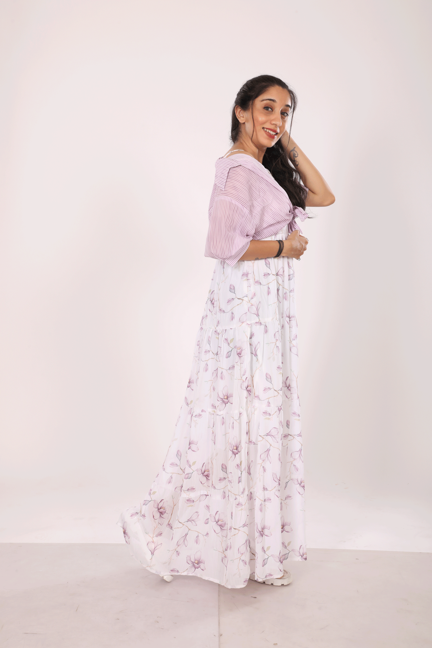 Floral Maxi Dress with Shrug