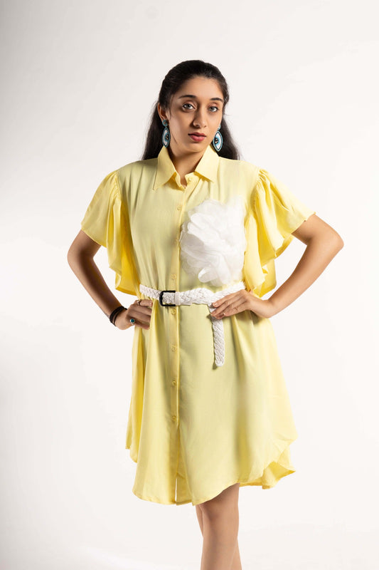 Georgette Shirt Dress with Belt