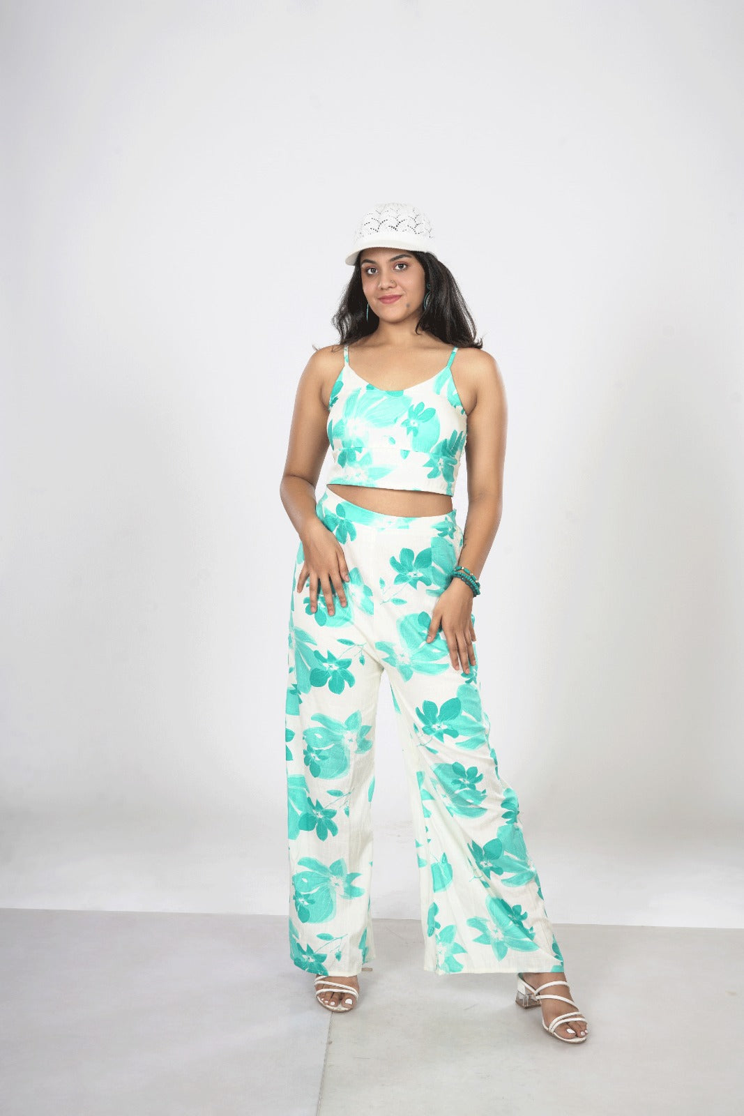 Floral Crop Top with Pant Co-ord Set