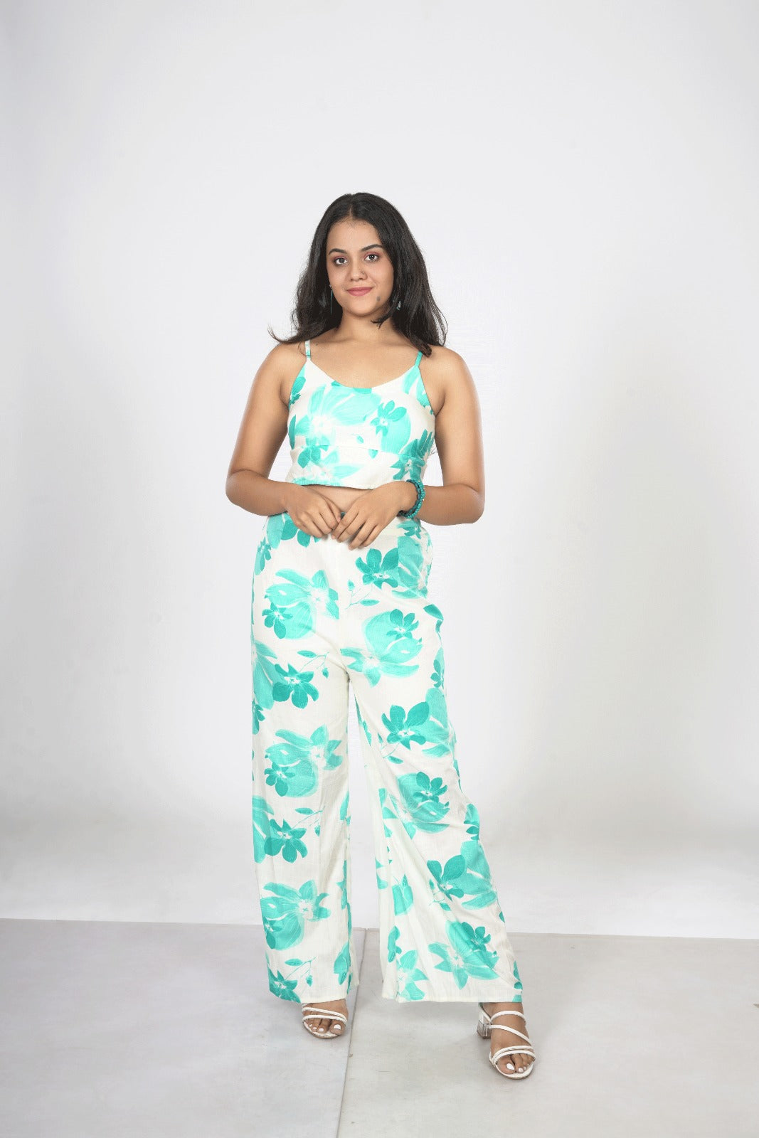 Floral Crop Top with Pant Co-ord Set